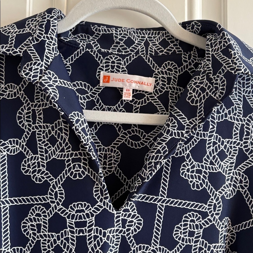 Jude Connally Lattice Ropes Navy and White Geometric Dress XS - Picture 4 of 6